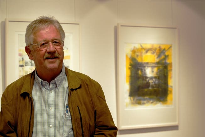 Claude Barbey anlässlich seiner Ausstellung 2014 in der Adamgalerie Bettlach.