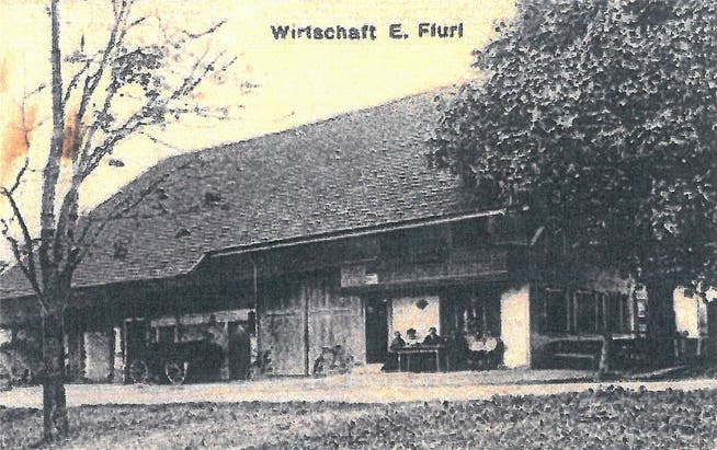 Die frühere Bauernbeiz «Wirtschaft E. Fluri» um die Jahrhundertwende 1900.