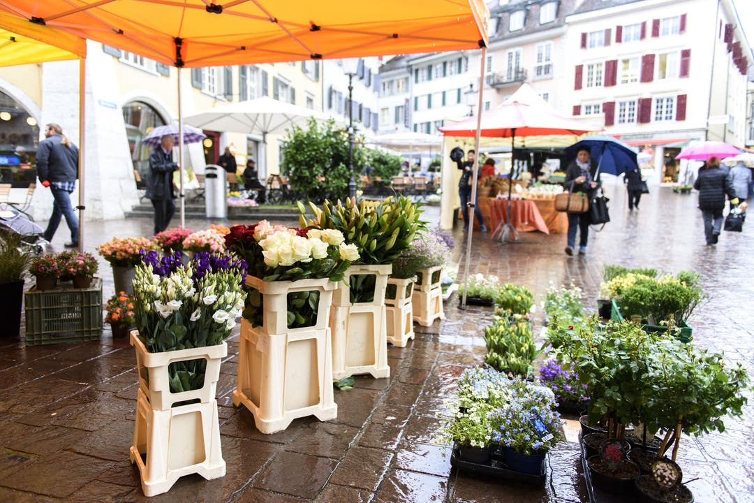 Verregneter Frühlingsmarkt in Solothurn.
