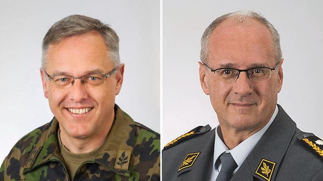 Divisionär Thomas Kaiser (l.) und der freigestellte Oberfeldarzt Divisionär Andreas Stettbacher.