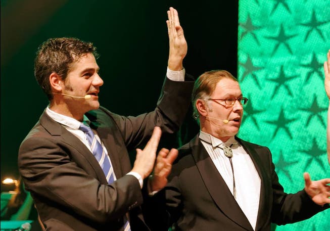 Zwei der drei Moderatoren von Nachtfieber: Rhaban Straumann (links) und Rolf Strub.