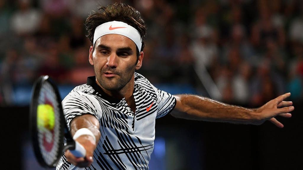 Roger Federer am Return.