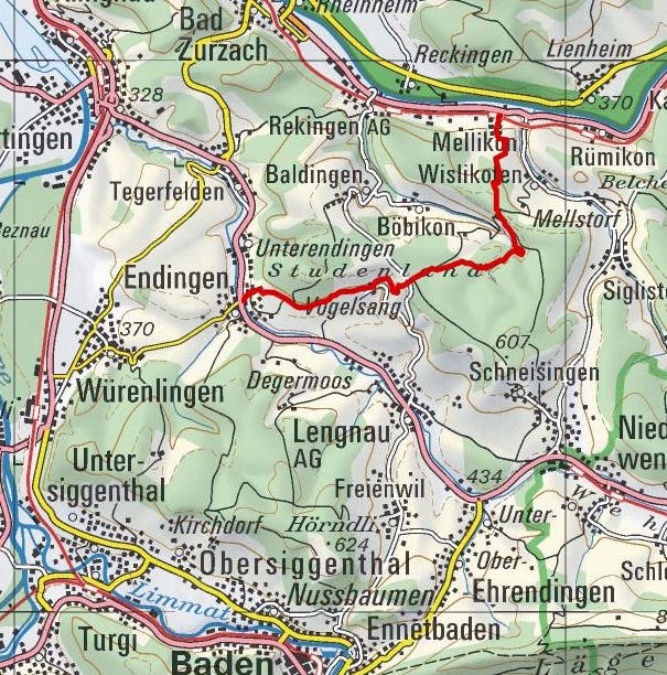 19. Etappe: Durchquerung des Studenlands Donnerstag, 28. Juli. Von Mellikon nach Endingen
