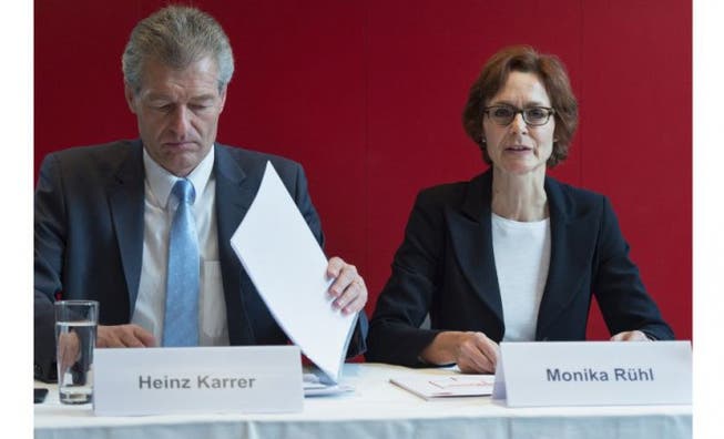 Economiesuisse-Spitze: Heinz Karrer und Monika Rühl. Foto: Keystone