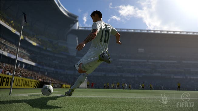 Eine Szene aus dem E-Sports-Spiel «Fifa 2017»: Kontrollieren bald echte FCB-Spieler die virtuellen Kicker?