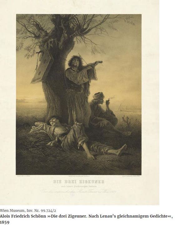 Drei Zigeuner fand ich einmal... Dieses ausdrucksstarke Bild des österreichischen Historienmalers Alois Friedrich Schönn wird vom Gemischten Chor Dättwil mit dem melancholischen Lied «Drei Zigeuer» nach dem Dichter Nikolaus Lenau besungen.