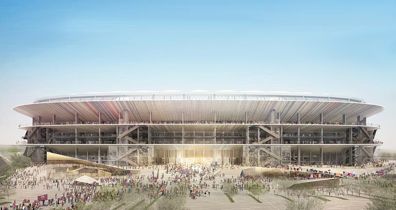 Hiervon etwa fünf kilometer entfernt befindet sich das 2006 neu eröffnete trainingsgelände des. Fc Barcelona Stadion Neu : Stadion Renovation 105 000 Platze So Sieht Das Zukunftige Camp Nou In Barcelona Aus