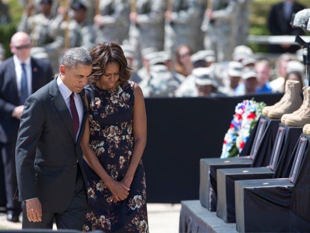 US-Präsident Barack Obama mit Frau Michelle in Fort Hood