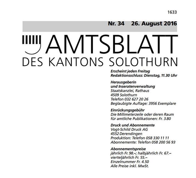 Das Solothurner Amtsblatt wird weiterhin gedruckt.