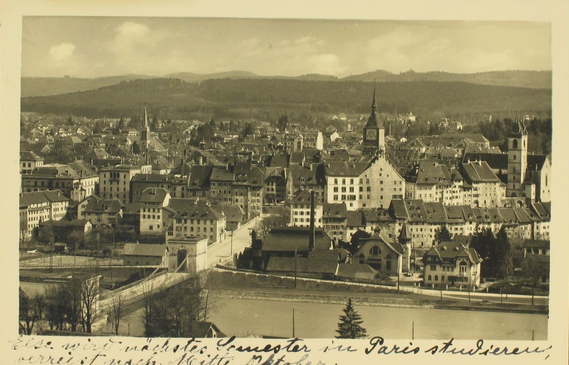 Postkarte1928 Die Stadt Aarau um 1928.
