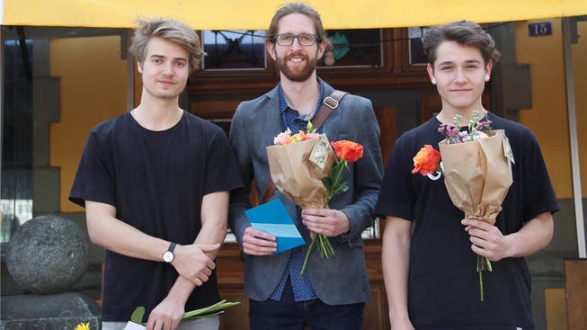 Jan Merlin Pulfer (Derendingen), Fabian Matz (Reinach BL) und Samuel Kunz (Dagmersellen, v.l.) sind die Gewinner der JKON-Förderpreise.