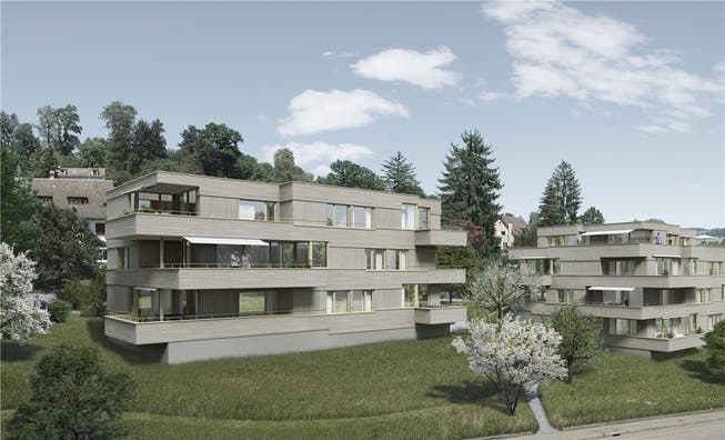 So wird sich die Wohnüberbauung Belvédère (BEM Architekten AG, Baden) auf der Allmend in Baden dereinst präsentieren. zvg