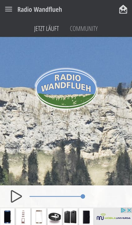 Medien: Radio Wandflueh Über das App des Radios Wandflueh kann man den Sender ganz einfach über das Smartphone hören.