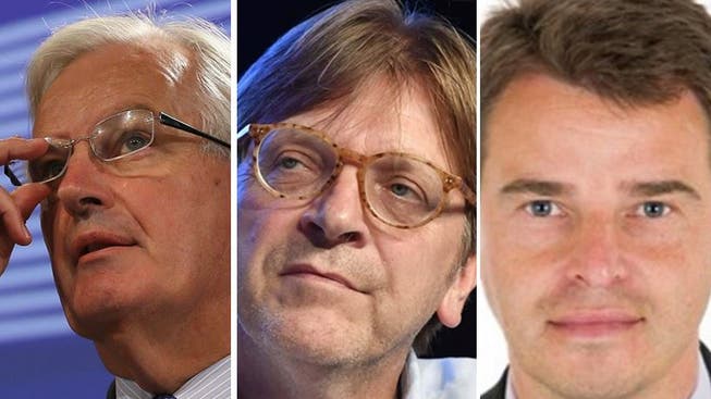 EU-Unterhändler Michel Barnier, Guy Verhofstadt und Didier Seeuws (v.l.).