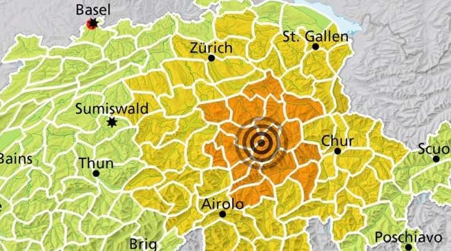 Das Epizentrum des Erdbebens befindet sich in Ortstock SZ, nahe des Klausenpasses.