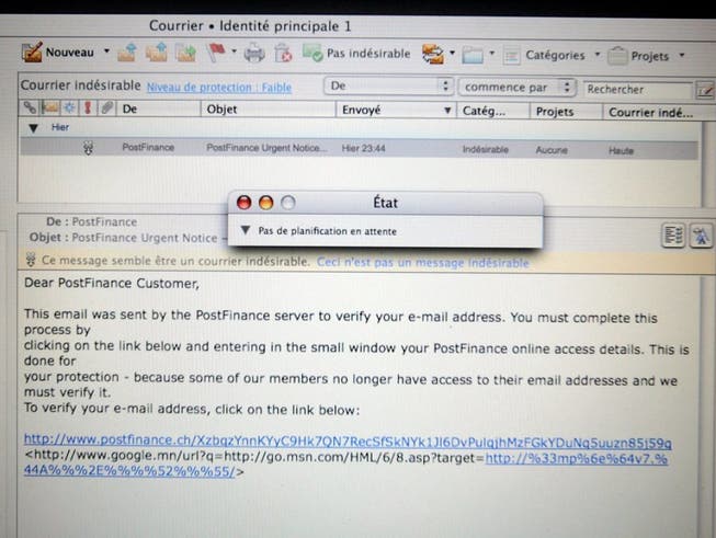 Ein Phishing-Mail (Symbolbild)