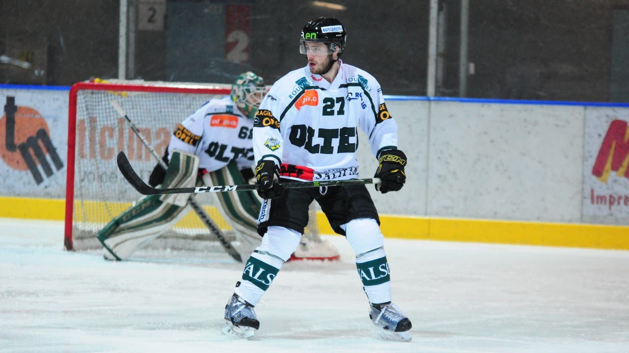 Neuzugang Simon Barbero beim Eishockey Meisterschaftsspiel der National League B zwischen den Ticino Rockets und dem EHC Olten.
