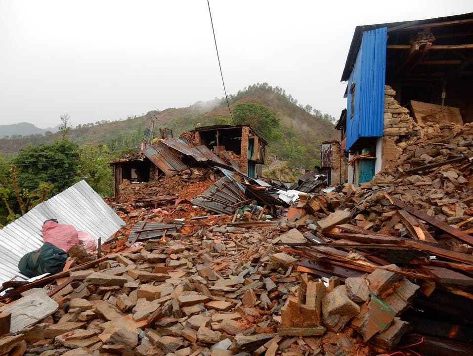 Kurz nach dem Erdbeben waren viele Häuser in Nepal zerstört.