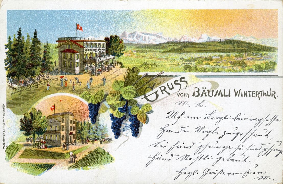 Bäumli mit Restaurant - Postkarte aus dem Jahr 1898.