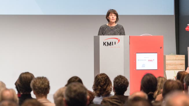 Bundespräsidentin Doris Leuthard hielt im Badener Kultur- und Kongresszentrum Trafo eine halbstündige Rede zum Thema Veränderungen.