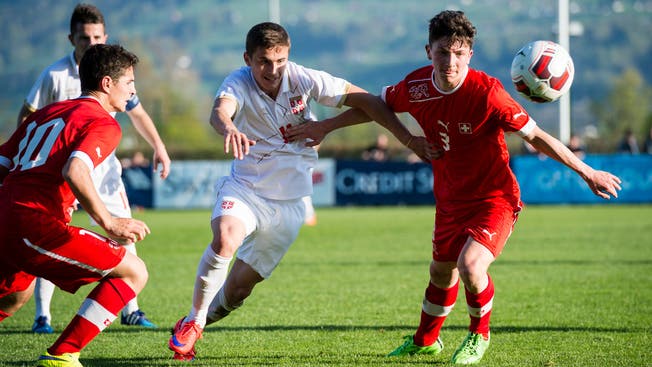 Die Schweizer U18-Nati, hier im Einsatz gegen Serbien.