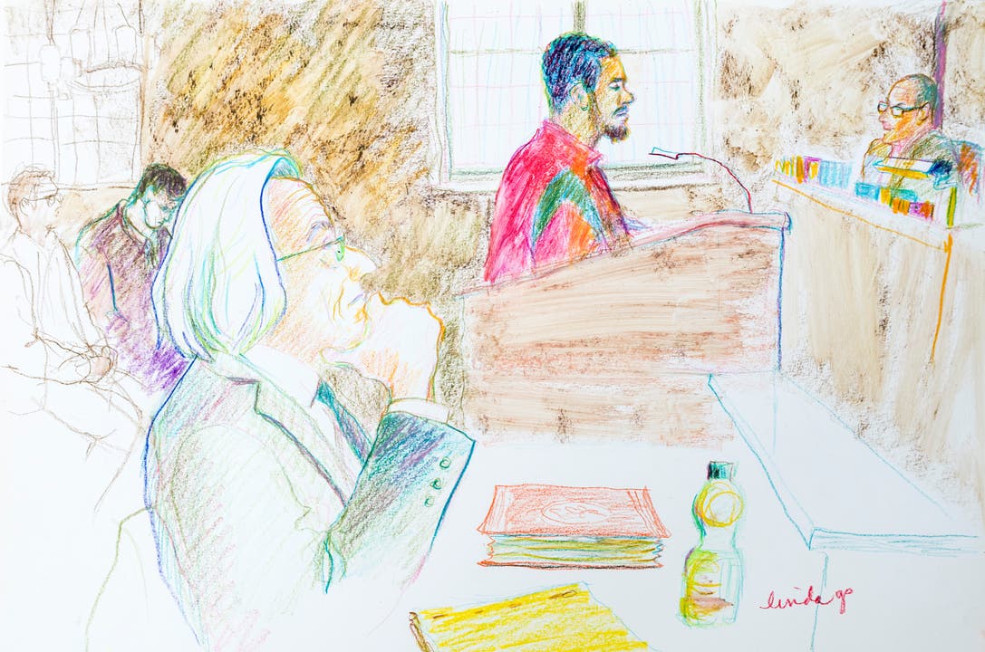 So sah "Carlos" die Gerichtszeichnerin Linda Grädel vor dem Bezriksgericht Zürich.