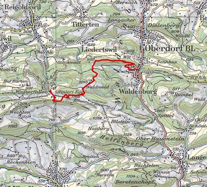 16. Etappe: Waldwanderung mit Weitblick Montag, 25. Juli. Von Waldenburg auf die Wasserfallen