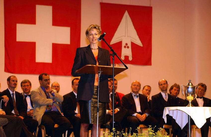 2000: Regierungsrätin Ruth Gysi spricht beim Wettbewerb für Blasorchester