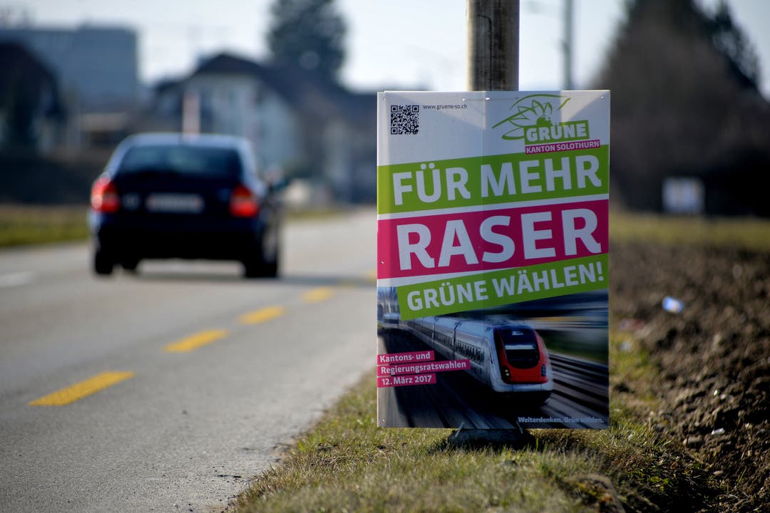 Wahlplakate im Solothurner Wahlkampf 2017 mit Slogans