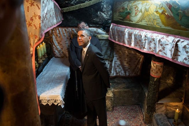 März 2013: Obama besucht den angeblichen Geburtsort von Jesus in Bethlehem im Westjordanland.