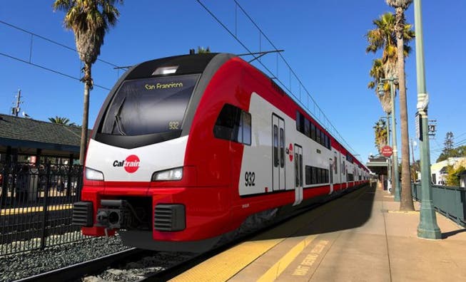 Modell-Studie des neuen Zug-Typs für das Silicon Valley von Stadler Bild: Mario Heller