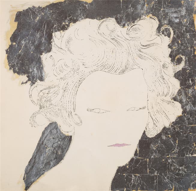 Andy Warhol (1928–1987): «Woman», um 1952/54. Tusche, Tempera und aufgeklebtes Blattsilber auf Papier. Blatt: grösste Masse: 36,8 x 37,3 Zentimeter. Kunstmuseum, erworben mit Mitteln der Max-Geldner-Stiftung 1997.Kunstmuseum Basel