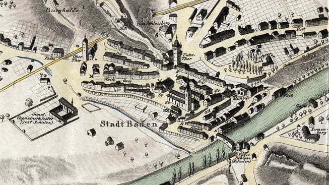 Baden 1853: Noch steht vor den Toren der Stadt das frühere Kapuzinerkloster. zvg