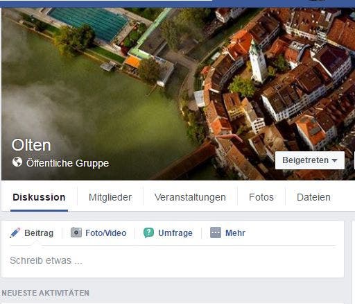 Die Olten-Gruppe auf Facebook.