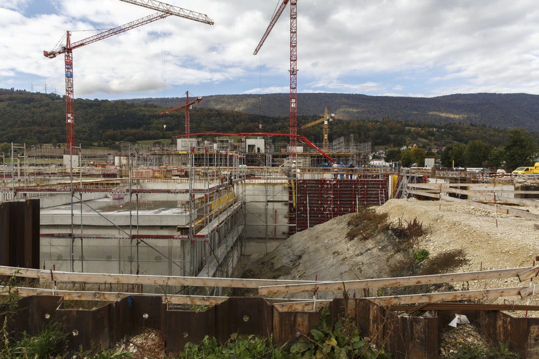 Die Baustelle von CSL Behring in Lengnau im Oktober 2016