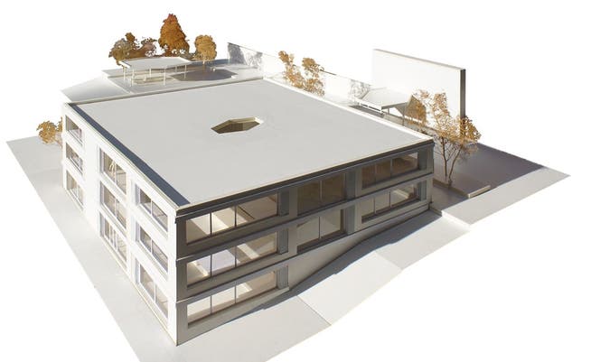 So sieht der Erweiterungsbau des Schulhaus Oberdorf im Modell aus.