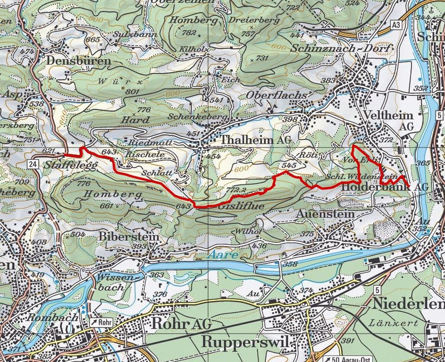 4. Etappe: Über die Gisliflue zum Schloss Wildenstein Donnerstag, 7. Juli. Von der Staffelegg nach Veltheim.