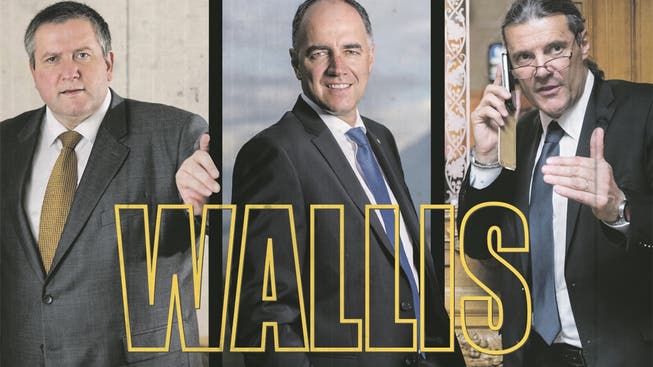 Intrigen wie einst in der US-Serie «Dallas»: Der Walliser CVP-Politiker Nicolas Voide (links) ist auf der gleichen Liste mit SVP-Mann Oskar Freysinger (rechts). Gemeinsamer Gegner: Christophe Darbellay (Mitte).