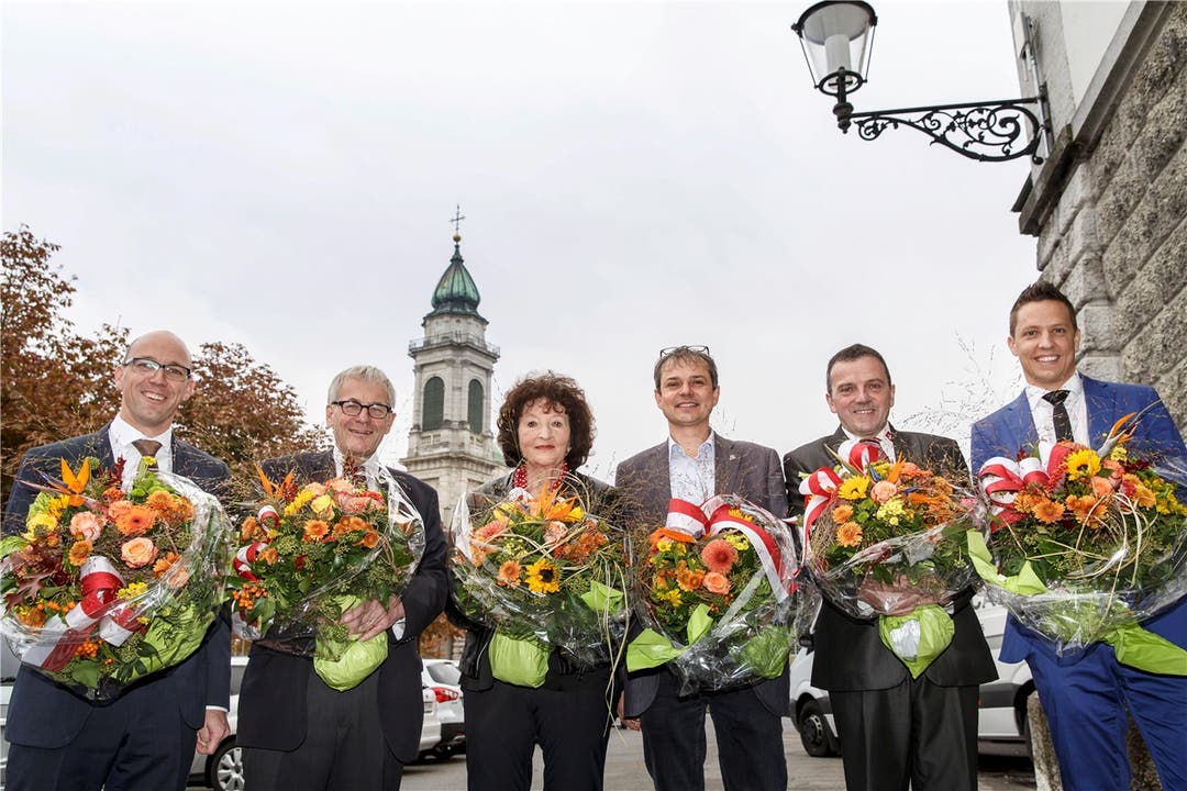 Nationalratswahlen 2015: Die Gewählten (v.l.): Stefan Müller-Altermatt (CVP), Kurt Fluri (FDP), Bea Heim (SP), Philipp Hadorn (SP), Walter Wobmann (SVP), Christian Imark (SVP).