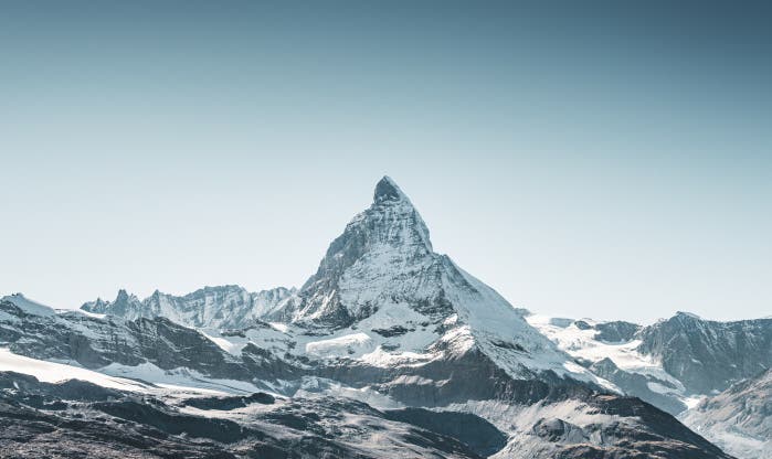 Blick vom Gornergrat auf das Matterhorn bei Zermatt.