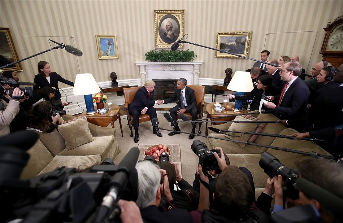 November 2016: Das erste persönliche Gespräch zwischen Donald Trump und Barack Obama im Oval Office dauerte viel länger als geplant.