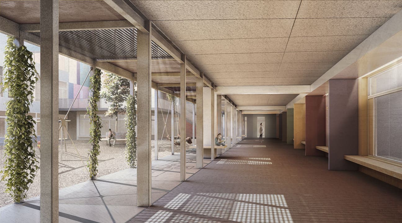 Visualisierung: So soll der Innenhof des neuen Bundeszentrum für Asylsuchende aussehen.