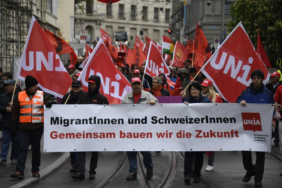 Vertreter der Gewerkschaft Unia in Basel.