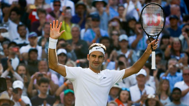 Roger Federer strebt heute in Wimbledon den elften Final-Einzug an.