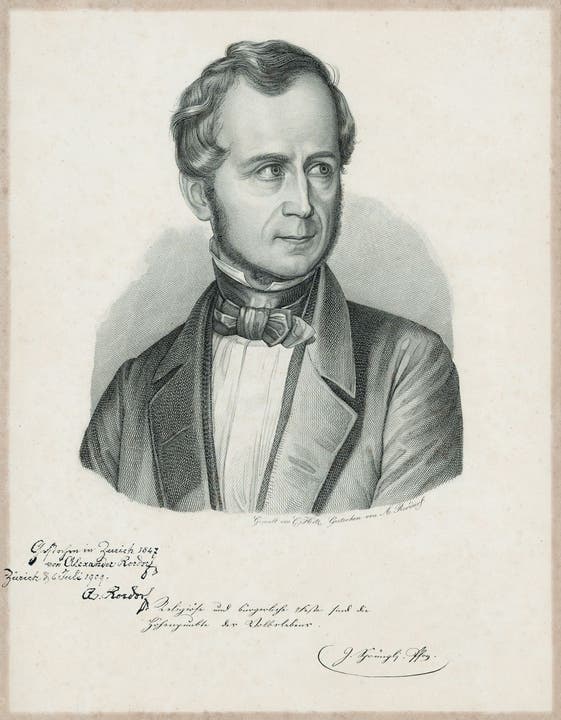 Historische Bilder zu Schlieren aus den Jahren 1750 bis 1914. Porträt des Schlieremer Pfarrers Johann Jakob Sprüngli von 1847.