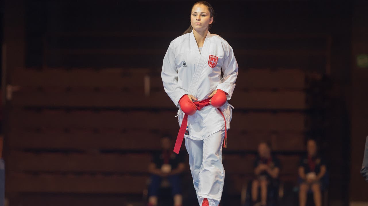 Elena Quirici, Karate-Europameisterin, kurz vor ihrem Final-Kampf.