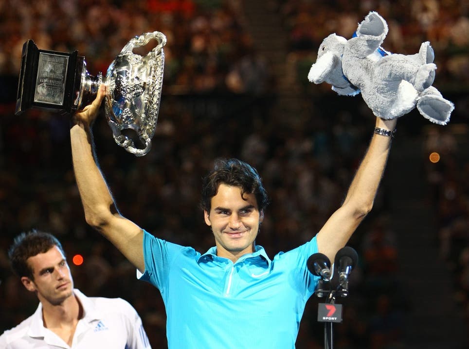 62. Titel: Federer gewinnt die Australian Open 2010 Andy Murray, 6:3, 6:4, 7:6