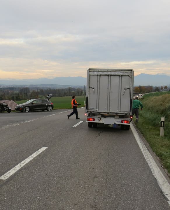 Rottenschwil (AG), 4. November Ein 62-jähriger Motorradfahrer prallte ins Heck eines vor ihm fahrenden Lieferwagens, der zum Linksabbiegen verlangsamte. Er wurde schwer verletzt ins Spital gebracht.