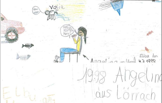 Die Kinderzeichnung von Angelina vom Juli 1998.