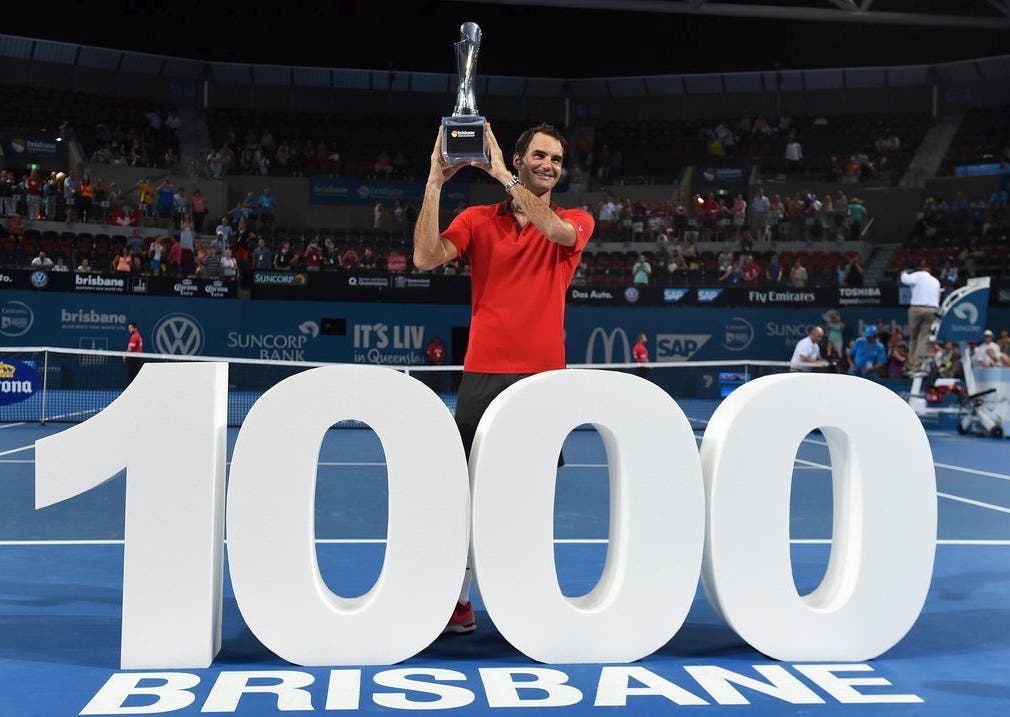 83. Titel, Brisbane 2015 Milos Raonic, 6:4, 7:6, 6:4. - Es war Federers 1000. ATP-Karriere-Sieg.
